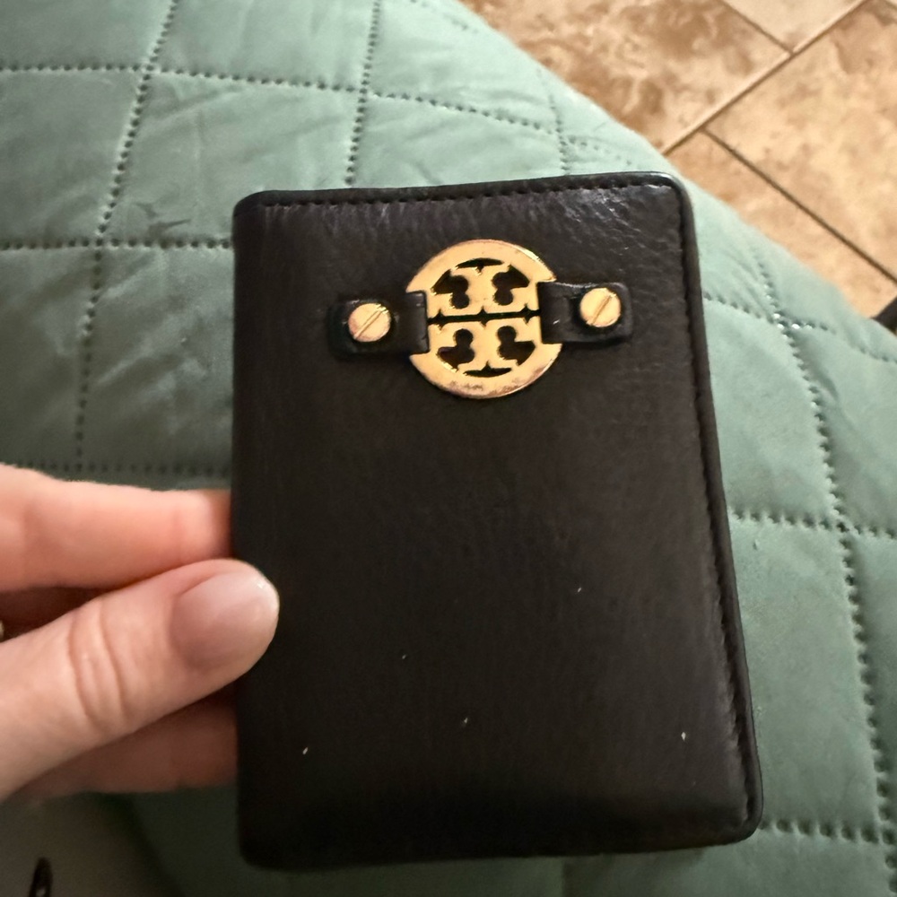Tory Burch Black Card Holder with Gold Logo